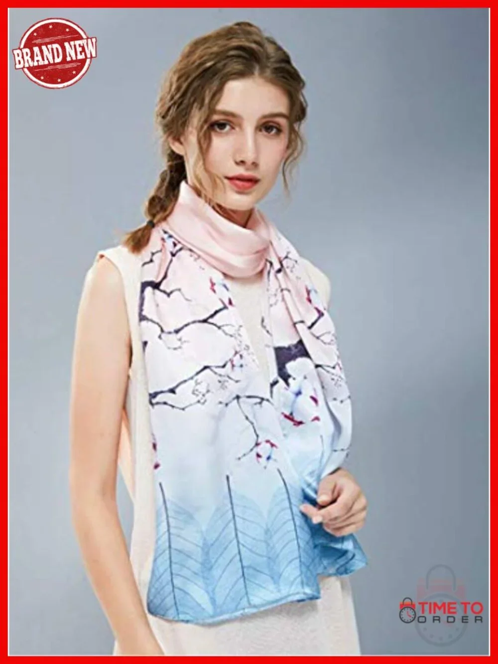 100% Silk Long Oblong Shawl Scarf Wrap Gift Packed